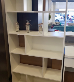 Biblioteca Zig Zag con Transparencia Melamina Blanca 0.90