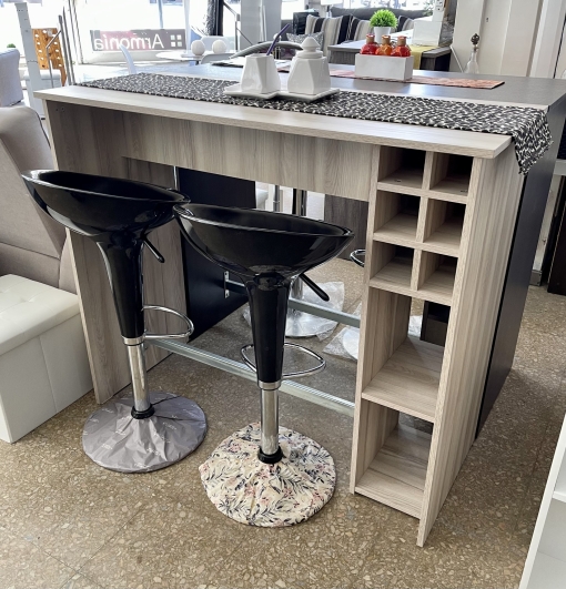 Juego Desayunador Melamina Helsinki con Bodega + 2 Banquetas H100 Negras