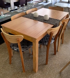 Juego Mesa Recta Paraíso 1.50 x 0.80 + 6 Sillas Retro Paraíso Pana Gris