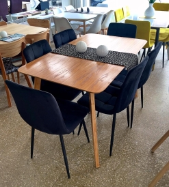 Juego Mesa Nórdica Paraíso 1.30 x 0.80 + 6 Sillas Venecia Pana Negra