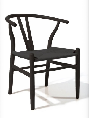 Silla Whishbone Negra Enrejado Negro