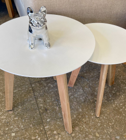 Set x 2 Mesas Ratonas Nórdicas Blancas