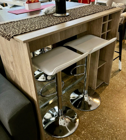 Juego Desayunador Melamina Helsinki con Bodega + 2 Banquetas H207 Blancas