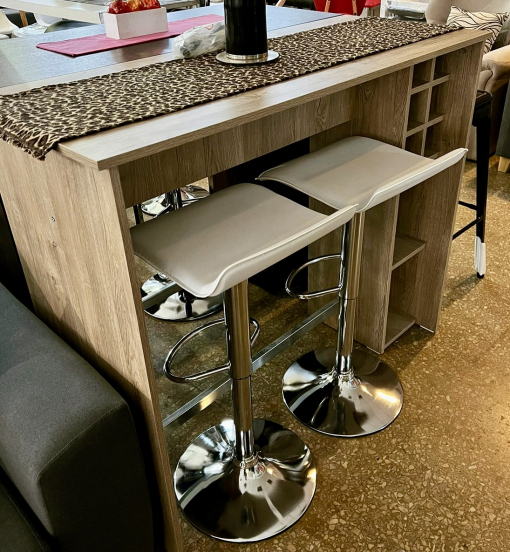 Juego Desayunador Melamina Helsinki con Bodega + 2 Banquetas H207 Blancas