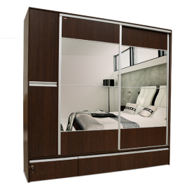 Placard Miami Melamina Wengue con 2 puertas Espejo