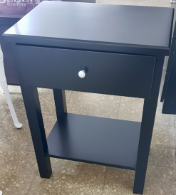 Mesa de Luz Americana 1 Cajón Laqueada Negra