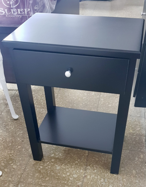 Mesa de Luz Americana 1 Cajón Laqueada Negra