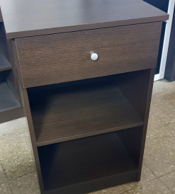 Mesa de Luz 1 Cajón Melamina Wengue