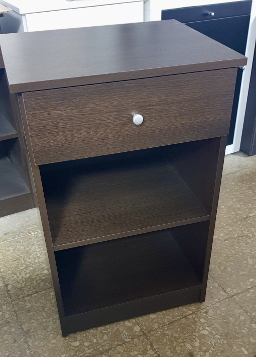 Mesa de Luz 1 Cajón Melamina Wengue