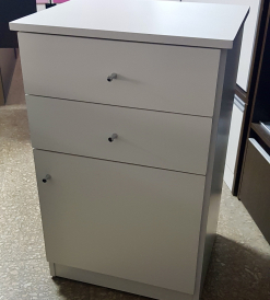 Mesa de Luz 2 Cajones y Puerta Melamina Blanca