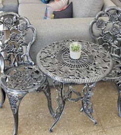 Juego La Rosa Patinado Peltre