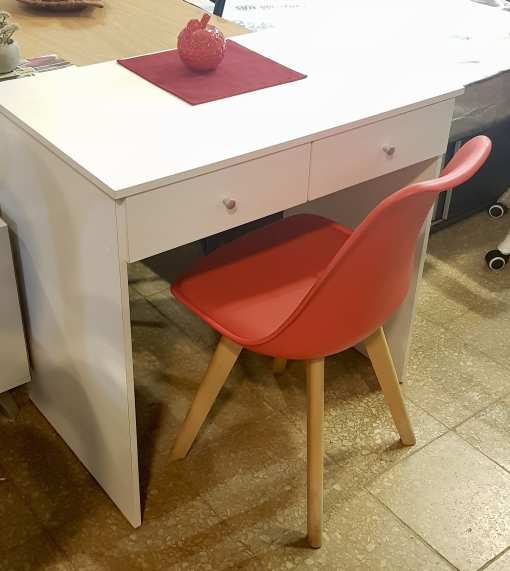 Escritorio Melamina Blanca con 2 cajones lineales 1.00