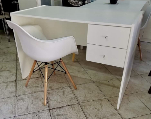 Escritorio Melamina Blanca con 2 cajones 1.20