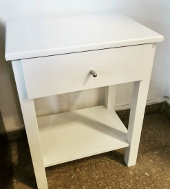 Mesa de Luz Americana 1 Cajón Laqueada Blanca