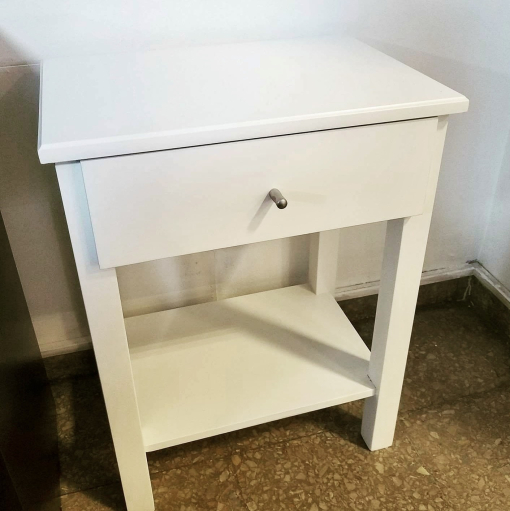 Mesa de Luz Americana 1 Cajón Laqueada Blanca