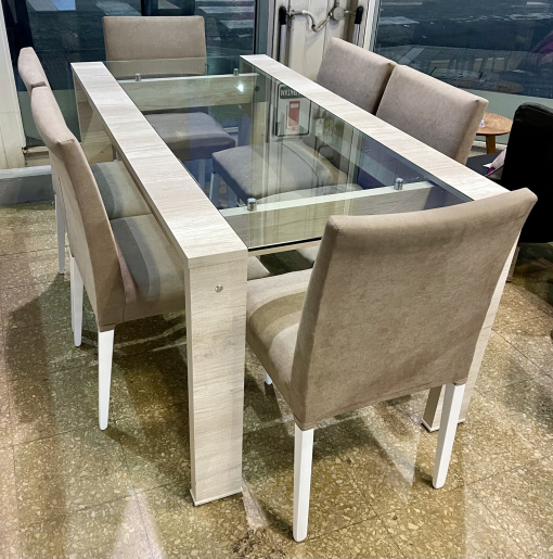 Mesa Awan con Vidrio Melamina Helsinki 1.80 x 0.90