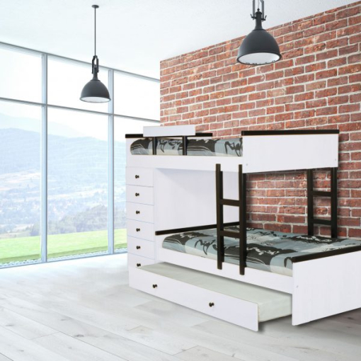 Cucheta Desplazada de 1 plaza Lamby con módulo de 6 cajones y marinera