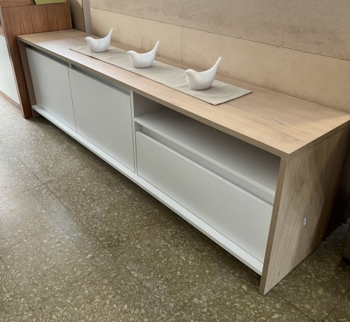 Rack Niza Melamina 1.80 con Cajón Blanco/Roble