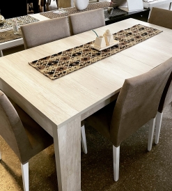 Juego Mesa Capri Extensible Melamina Helsinki 1.80 x 0.90 a 2.25 + 6 Sillas Milán Pana Mercury Vison