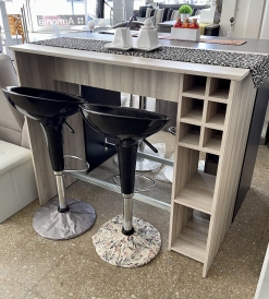 Juego Desayunador Melamina Helsinki con Bodega + 2 Banquetas H100 Negras