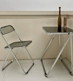 Juego Mesa Silver Glass + Silla Silver Glass Negro