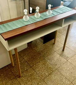 Mesa de Arrime Retro Laqueado UV Blanco/Miel