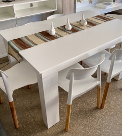 Juego Mesa Melamina Blanca 1.40 x 0.90 + 6 Sillas Milano Blancas