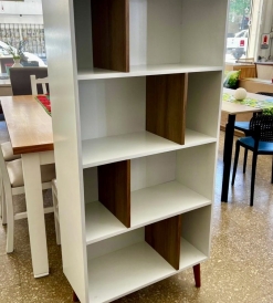 Biblioteca Escandinava Mdf Laqueado UV Blanca/Roble 0.70