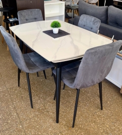 Juego Mesa Extensible Neolith 1.20 x 0.80 a 1.50 a 1.80 + 4 Sillas Venecia Pana Gris