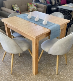 Juego Mesa Extensible Triple Tapa Paraíso 0.90 x 0.90 de un lado a 1.30 y del otro lado a 1.70 + 4 Sillas Oslo Pana Gris
