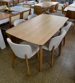 Juego Mesa Balans 1.60 x 0.90 + 6 Sillas Creta Corderoid Beige