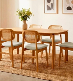 Juego Mesa Balans 1.60 x 0.90 + 6 Sillas Carmelo Corderoid Beige