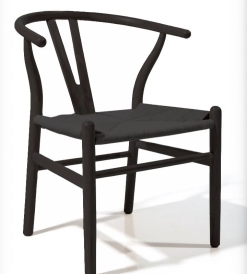 Silla Whishbone Negra Enrejado Negro