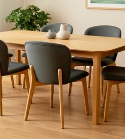 Juego Mesa Ren 1.80 x 0.90 + 6 Sillas Creta Corderoid Gris