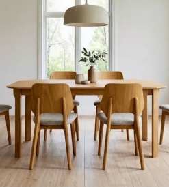 Juego Mesa Ren 1.80 x 0.90 + 6 Sillas Hans Panalty Beige