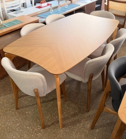 Juego Mesa Lagom 1.60 x 0.90 + 6 Sillas Creta Corderoid Beige