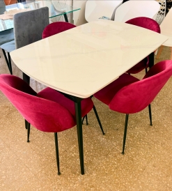 Juego Mesa Extensible Neolith 1.20 x 0.80 a 1.50 a 1.80 + 4 Sillas Monaco Pana Cherry