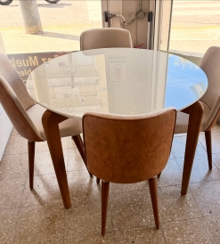 Mesa Donatella Off White con Vidrio 1.15 diam.